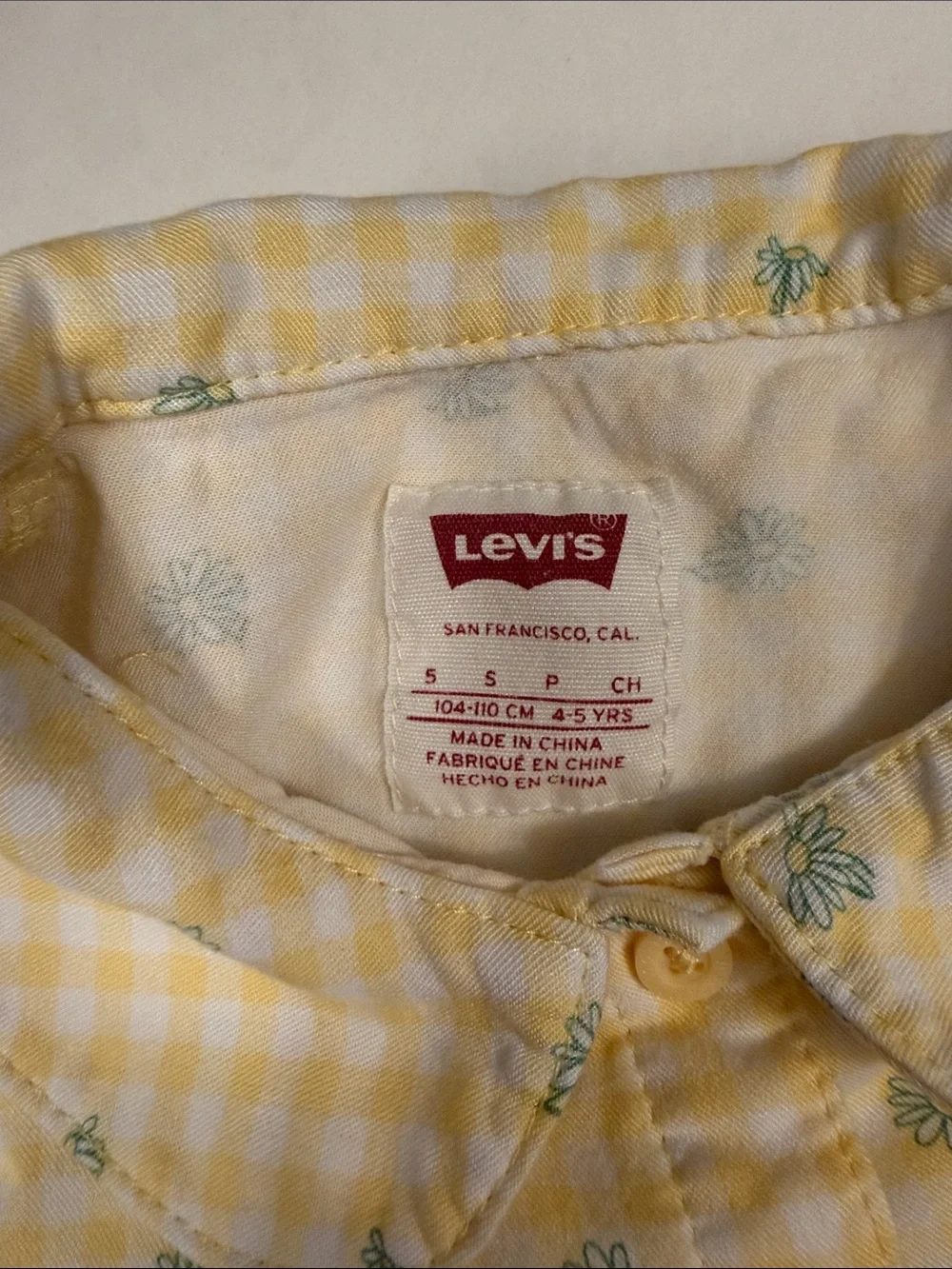 Levi's Yellow Gingham Two-Piece Set with Green Floral Accents